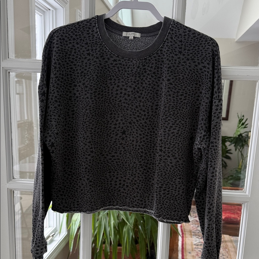 Zsupply Black Star Print Long Sleeve Top Size L